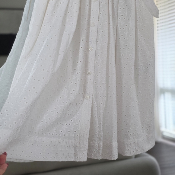 NWT Brooks Brothers White Eyelet Button-Front Belted Shirt Dress, Size 8 - Picture 6 of 16